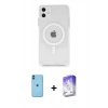 MARSİLYAN™- iPhone 11 Kılıf Ahenk Yansıma Prime - Siyah Bilvis 5in1 3D Magic Cam Ekran Koruyucu + Neon Fosforlu Kamera Lens - MI
