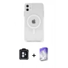 MARSİLYAN™- iPhone 11 Kılıf Ahenk Yansıma Prime - Siyah Bilvis 5in1 3D Magic Cam Ekran Koruyucu + PVD Metal Kamera Lens - MI
