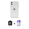 MARSİLYAN™- iPhone 11 Kılıf Ahenk Yansıma Prime - Siyah Bilvis 5in1 3D Magic Cam Ekran Koruyucu + PVD Metal Kamera Lens - SH