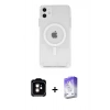 MARSİLYAN™- iPhone 11 Kılıf Ahenk Yansıma Prime - Siyah Bilvis 5in1 3D Magic Cam Ekran Koruyucu + PVD Metal Kamera Lens - TU
