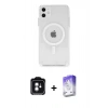 MARSİLYAN™- iPhone 11 Kılıf Ahenk Yansıma Prime - Siyah Bilvis 5in1 3D Magic Cam Ekran Koruyucu + PVD Metal Kamera Lens - YL