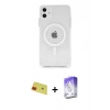MARSİLYAN™- iPhone 11 Kılıf Ahenk Yansıma Prime - Siyah Bilvis 5in1 3D Magic Cam Ekran Koruyucu + Rainbow Kamera Lens Koruma Cam - KI