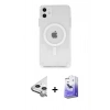 MARSİLYAN™- iPhone 11 Kılıf Ahenk Yansıma Prime - Siyah Bilvis 5in1 5D Magic Hayalet Cam Ekran Koruyucu + Raze Metal Kamera Lens - GS