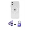 MARSİLYAN™- iPhone 11 Kılıf Ahenk Yansıma Prime - Siyah Bilvis 5in1 5D Magic Hayalet Cam Ekran Koruyucu + Raze Metal Kamera Lens - MR