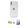 MARSİLYAN™- iPhone 11 Kılıf Ahenk Yansıma Prime - Siyah Bilvis 5in1 5D Magic Hayalet Cam Ekran Koruyucu + Rainbow Kamera Lens Koruma Cam - KI
