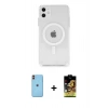 MARSİLYAN™- iPhone 11 Kılıf Ahenk Yansıma Prime - Siyah Buffer Cam Ekran Koruyucu + Neon Fosforlu Kamera Lens - TU