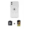 MARSİLYAN™- iPhone 11 Kılıf Ahenk Yansıma Prime - Siyah Buffer Cam Ekran Koruyucu + PVD Metal Kamera Lens - MI