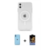 MARSİLYAN™- iPhone 11 Kılıf Ahenk Yansıma Prime - Siyah Buffer Hayalet Cam Ekran Koruyucu + Neon Fosforlu Kamera Lens - MI