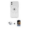 MARSİLYAN™- iPhone 11 Kılıf Ahenk Yansıma Prime - Siyah Buffer Hayalet Cam Ekran Koruyucu + Pers Alüminyum Kamera Lens - GI