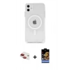 MARSİLYAN™- iPhone 11 Kılıf Ahenk Yansıma Prime - Siyah Buffer Hayalet Cam Ekran Koruyucu + Pers Alüminyum Kamera Lens - KI