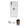 MARSİLYAN™- iPhone 11 Kılıf Ahenk Yansıma Prime - Siyah Buffer Hayalet Cam Ekran Koruyucu + Pers Alüminyum Kamera Lens - GD