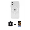 MARSİLYAN™- iPhone 11 Kılıf Ahenk Yansıma Prime - Siyah Buffer Hayalet Cam Ekran Koruyucu + PVD Metal Kamera Lens - TU
