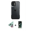 MARSİLYAN™- iPhone 11 Kılıf Akış Çizgi Koleksiyonu - Şeffaf 360 Full Body Arka Koruyucu + Kırmızı Raze Metal Kamera Lens