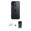 MARSİLYAN™- iPhone 11 Kılıf Akış Çizgi Koleksiyonu - Şeffaf 360 Full Body Arka Koruyucu + Renkli Kamera Lens Koruma Cam - TU
