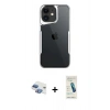MARSİLYAN™- iPhone 11 Kılıf Akış Çizgi Koleksiyonu - Şeffaf Pasifik Cam Ekran Koruyucu + Pers Alüminyum Kamera Lens - GI