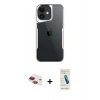 MARSİLYAN™- iPhone 11 Kılıf Akış Çizgi Koleksiyonu - Şeffaf Pasifik Cam Ekran Koruyucu + Pers Alüminyum Kamera Lens - KI