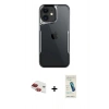 MARSİLYAN™- iPhone 11 Kılıf Akış Çizgi Koleksiyonu - Şeffaf Pasifik Cam Ekran Koruyucu + Pers Alüminyum Kamera Lens - KI