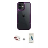 MARSİLYAN™- iPhone 11 Kılıf Akış Çizgi Koleksiyonu - Şeffaf Pasifik Cam Ekran Koruyucu + Pers Alüminyum Kamera Lens - KI