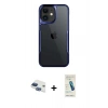 MARSİLYAN™- iPhone 11 Kılıf Akış Çizgi Koleksiyonu - Şeffaf Pasifik Cam Ekran Koruyucu + Pers Alüminyum Kamera Lens - LT