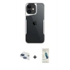 MARSİLYAN™- iPhone 11 Kılıf Akış Çizgi Koleksiyonu - Şeffaf Pasifik Cam Ekran Koruyucu + Pers Alüminyum Kamera Lens - LT