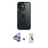MARSİLYAN™- iPhone 11 Kılıf Akış Çizgi Koleksiyonu - Şeffaf Pasifik Cam Ekran Koruyucu + Raze Metal Kamera Lens - MR