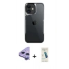 MARSİLYAN™- iPhone 11 Kılıf Akış Çizgi Koleksiyonu - Şeffaf Pasifik Cam Ekran Koruyucu + Raze Metal Kamera Lens - MR