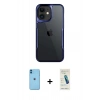 MARSİLYAN™- iPhone 11 Kılıf Akış Çizgi Koleksiyonu - Şeffaf Pasifik Cam Ekran Koruyucu + Neon Fosforlu Kamera Lens - MI