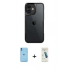 MARSİLYAN™- iPhone 11 Kılıf Akış Çizgi Koleksiyonu - Şeffaf Pasifik Cam Ekran Koruyucu + Neon Fosforlu Kamera Lens - MI
