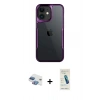 MARSİLYAN™- iPhone 11 Kılıf Akış Çizgi Koleksiyonu - Şeffaf Pasifik Cam Ekran Koruyucu + Pers Alüminyum Kamera Lens - GI