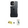 MARSİLYAN™- iPhone 11 Kılıf Akış Çizgi Koleksiyonu - Şeffaf Pasifik Cam Ekran Koruyucu + Rainbow Kamera Lens Koruma Cam - KI