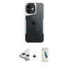 MARSİLYAN™- iPhone 11 Kılıf Akış Çizgi Koleksiyonu - Şeffaf Pasifik Cam Ekran Koruyucu + Raze Metal Kamera Lens - GS
