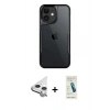 MARSİLYAN™- iPhone 11 Kılıf Akış Çizgi Koleksiyonu - Şeffaf Pasifik Cam Ekran Koruyucu + Raze Metal Kamera Lens - GS