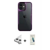 MARSİLYAN™- iPhone 11 Kılıf Akış Çizgi Koleksiyonu - Şeffaf Pasifik Cam Ekran Koruyucu + Raze Metal Kamera Lens - GS