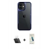 MARSİLYAN™- iPhone 11 Kılıf Akış Çizgi Koleksiyonu - Şeffaf Pasifik Cam Ekran Koruyucu + Kamera Lens Koruma Cam - SF