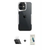 MARSİLYAN™- iPhone 11 Kılıf Akış Çizgi Koleksiyonu - Şeffaf Pasifik Cam Ekran Koruyucu + Kamera Lens Koruma Cam - SF