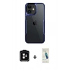 MARSİLYAN™- iPhone 11 Kılıf Akış Çizgi Koleksiyonu - Şeffaf Pasifik Cam Ekran Koruyucu + PVD Metal Kamera Lens - TU