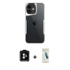 MARSİLYAN™- iPhone 11 Kılıf Akış Çizgi Koleksiyonu - Şeffaf Pasifik Cam Ekran Koruyucu + PVD Metal Kamera Lens - TU