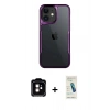 MARSİLYAN™- iPhone 11 Kılıf Akış Çizgi Koleksiyonu - Şeffaf Pasifik Cam Ekran Koruyucu + PVD Metal Kamera Lens - TU