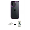 MARSİLYAN™- iPhone 11 Kılıf Akış Çizgi Koleksiyonu - Şeffaf Pasifik Cam Ekran Koruyucu + Renkli Kamera Lens Koruma Cam - YL