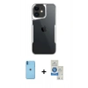 MARSİLYAN™- iPhone 11 Kılıf Akış Çizgi Koleksiyonu - Şeffaf Royal Nano Ekran Koruyucu + Neon Fosforlu Kamera Lens - MI