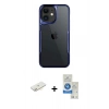 MARSİLYAN™- iPhone 11 Kılıf Akış Çizgi Koleksiyonu - Şeffaf Royal Nano Ekran Koruyucu + Renkli Kamera Lens Koruma Cam - SI