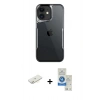MARSİLYAN™- iPhone 11 Kılıf Akış Çizgi Koleksiyonu - Şeffaf Royal Nano Ekran Koruyucu + Renkli Kamera Lens Koruma Cam - SI