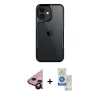MARSİLYAN™- iPhone 11 Kılıf Akış Çizgi Koleksiyonu - Şeffaf Royal Nano Ekran Koruyucu + Raze Metal Kamera Lens - SH