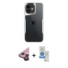 MARSİLYAN™- iPhone 11 Kılıf Akış Çizgi Koleksiyonu - Şeffaf Royal Nano Ekran Koruyucu + Raze Metal Kamera Lens - SH