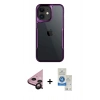 MARSİLYAN™- iPhone 11 Kılıf Akış Çizgi Koleksiyonu - Şeffaf Royal Nano Ekran Koruyucu + Raze Metal Kamera Lens - SH