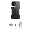MARSİLYAN™- iPhone 11 Kılıf Akış Çizgi Koleksiyonu - Şeffaf Uv Polymer Nano Ekran Koruyucu + Pers Alüminyum Kamera Lens - GI