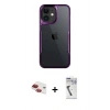 MARSİLYAN™- iPhone 11 Kılıf Akış Çizgi Koleksiyonu - Şeffaf Uv Polymer Nano Ekran Koruyucu + Pers Alüminyum Kamera Lens - KI