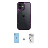 MARSİLYAN™- iPhone 11 Kılıf Akış Çizgi Koleksiyonu - Şeffaf Uv Polymer Nano Ekran Koruyucu + Neon Fosforlu Kamera Lens - MI