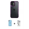 MARSİLYAN™- iPhone 11 Kılıf Akış Çizgi Koleksiyonu - Şeffaf Uv Polymer Nano Ekran Koruyucu + Neon Fosforlu Kamera Lens - TU