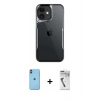 MARSİLYAN™- iPhone 11 Kılıf Akış Çizgi Koleksiyonu - Şeffaf Uv Polymer Nano Ekran Koruyucu + Neon Fosforlu Kamera Lens - TU